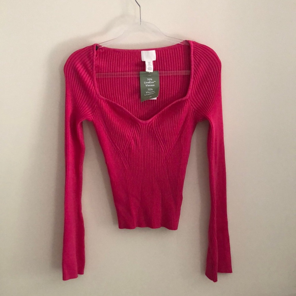 H&M Fuchsia Ribbed Knit Top - Picture 7 of 7